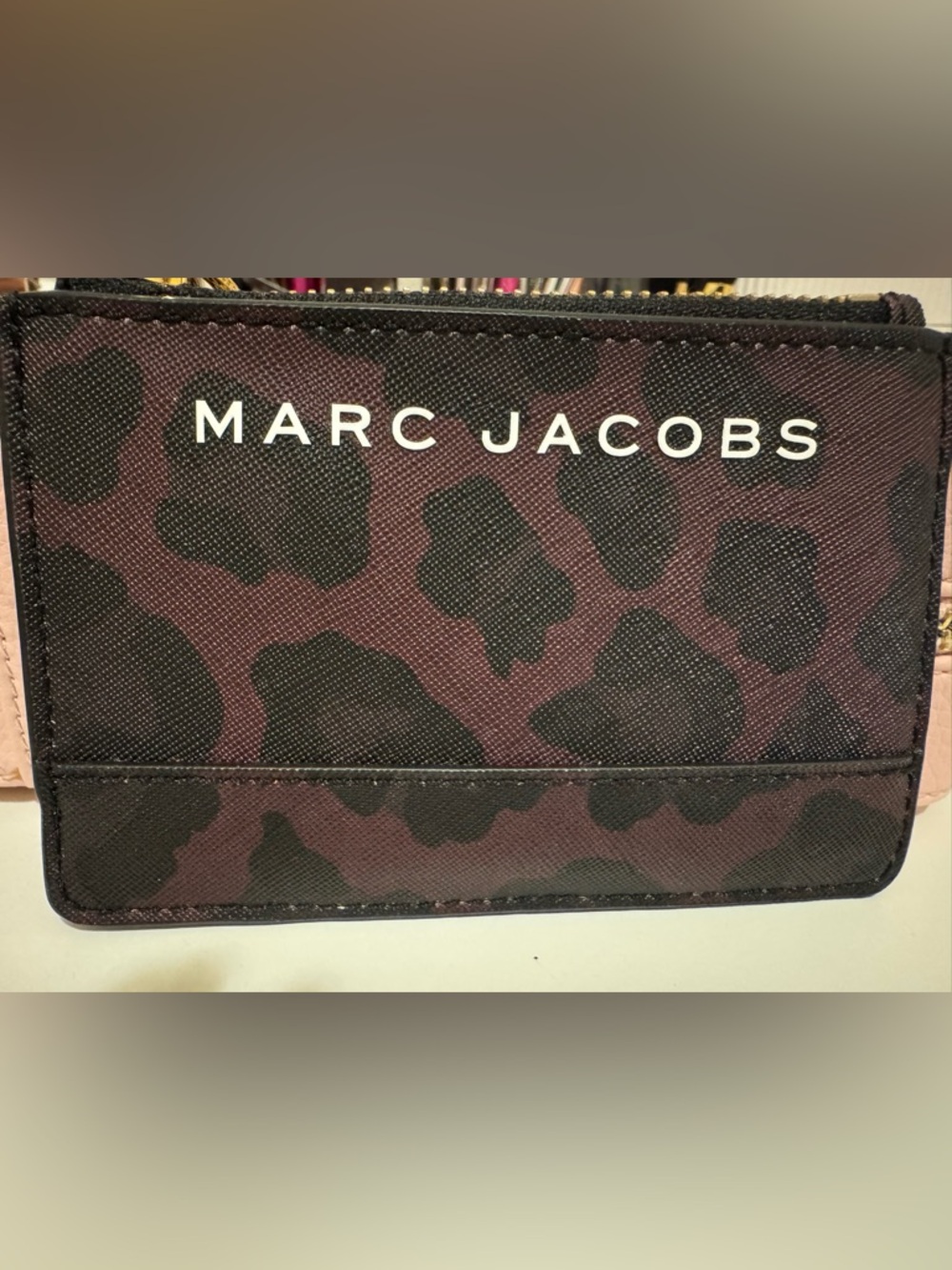 Marc Jacobs Maroon and Black Leopard Print Zip Wallet